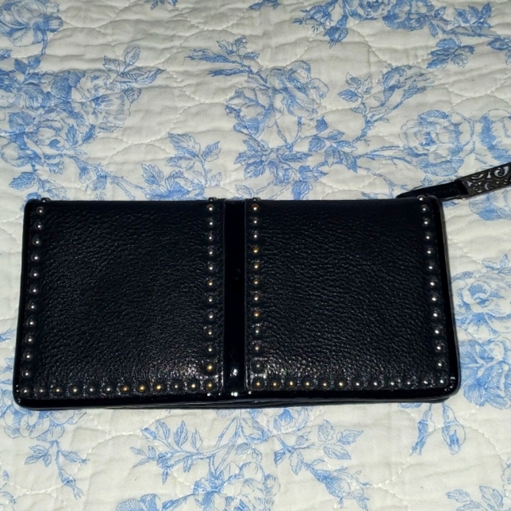 Brighton silver studded black leather wallet